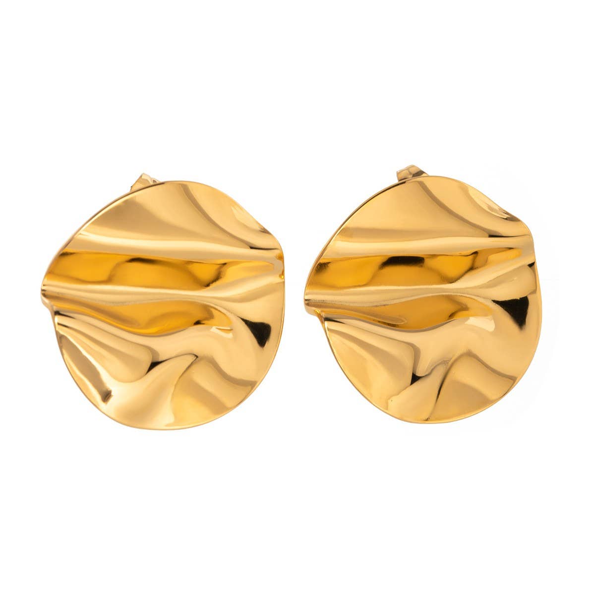 DELICATE GEOMETRIC PLEATED POLISHED EARRINGS_CWAJE1792