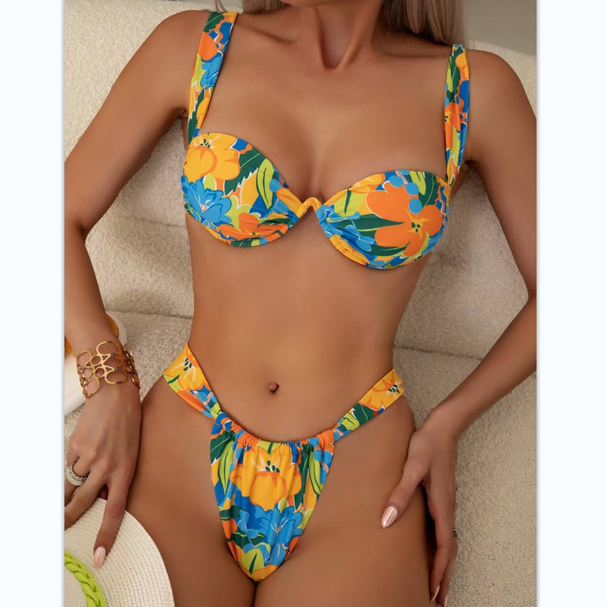 PRINTED STRAPPY BIKINI SET WOMEN SEXY SWIMSUIT_CWMW0764