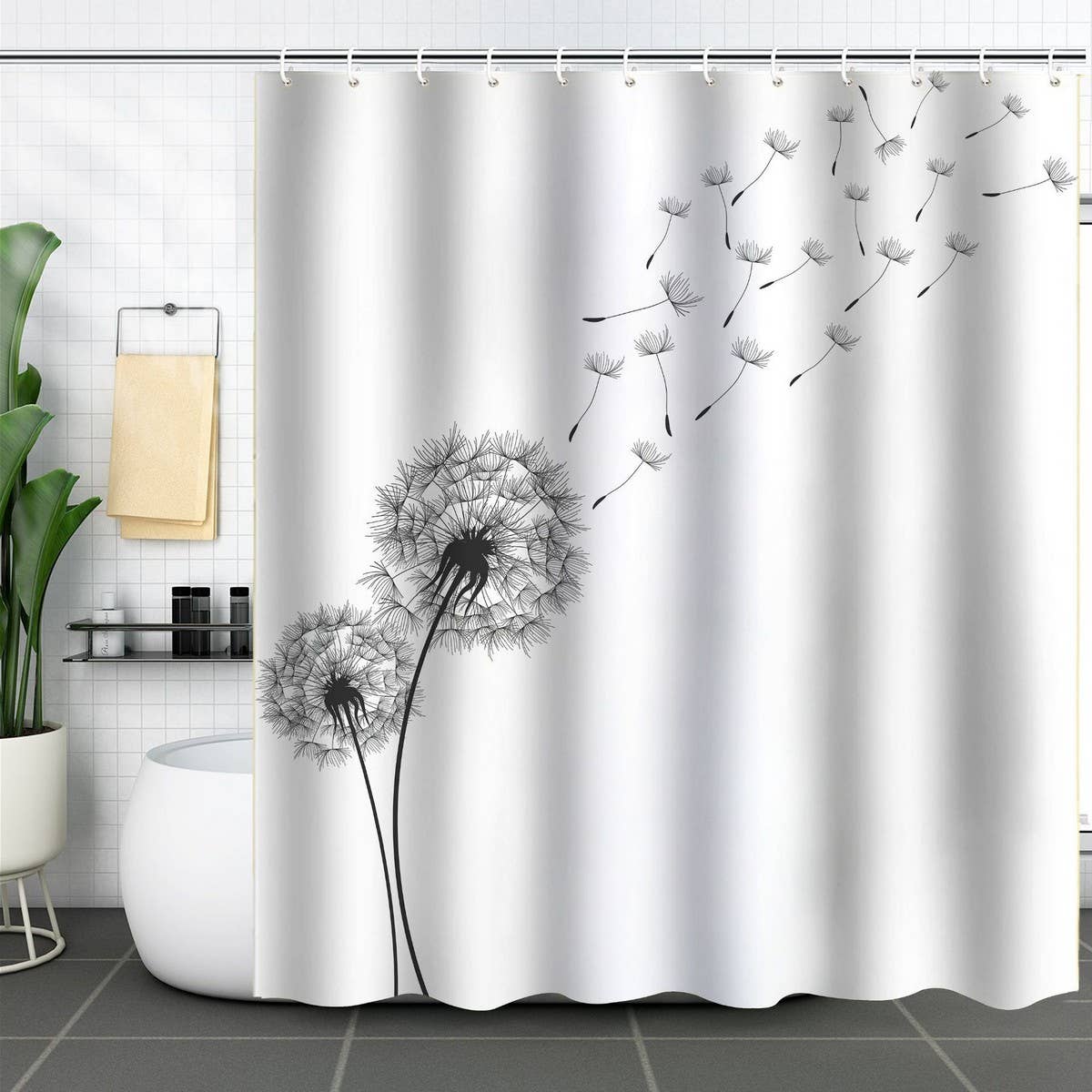 DANDELION FLOWER WATERPROOF SHOWER CURTAIN_CWMM1794