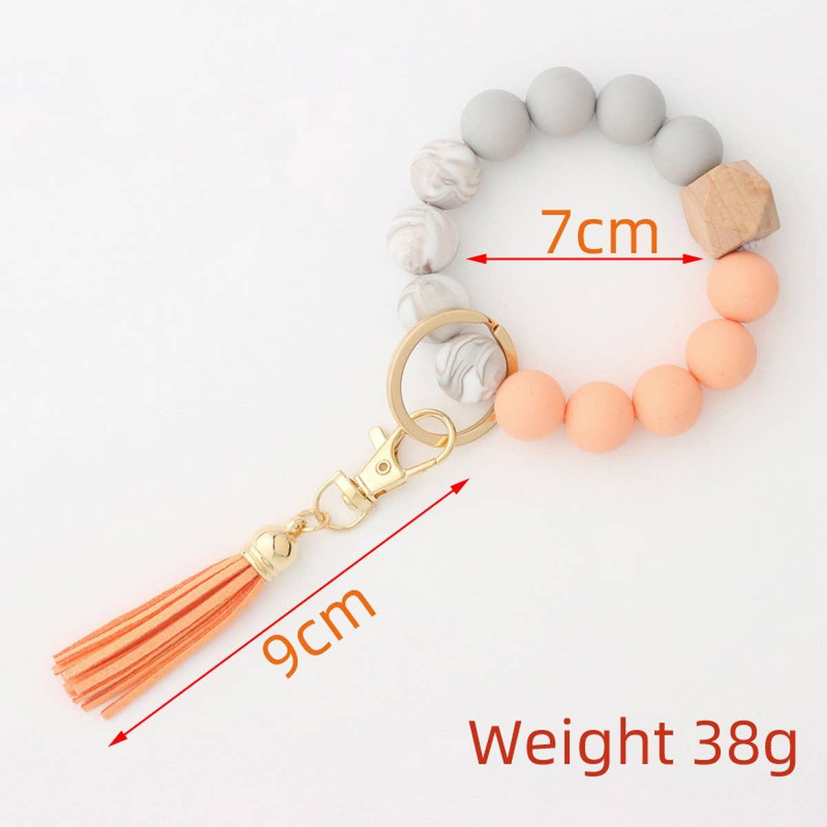TASSEL BEAD KEYCHAIN BRACELET WITH SILICONE BEADS_CWMM7020
