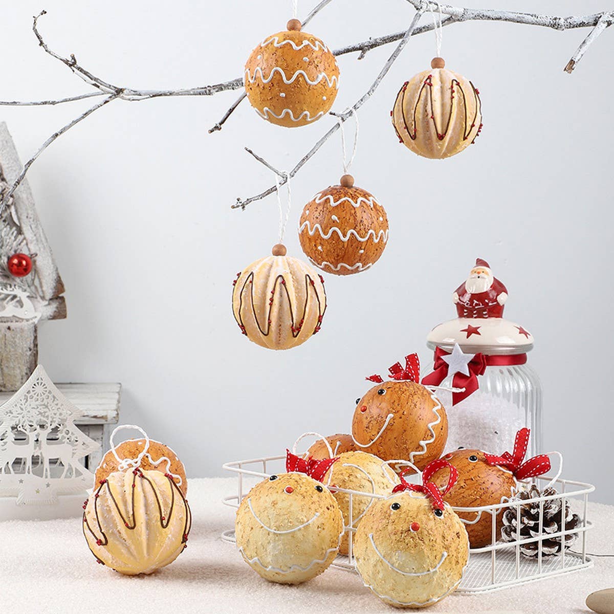 6PCS 8CM GINGERBREAD FOAM CHRISTMAS BALL SET_CWMM9830