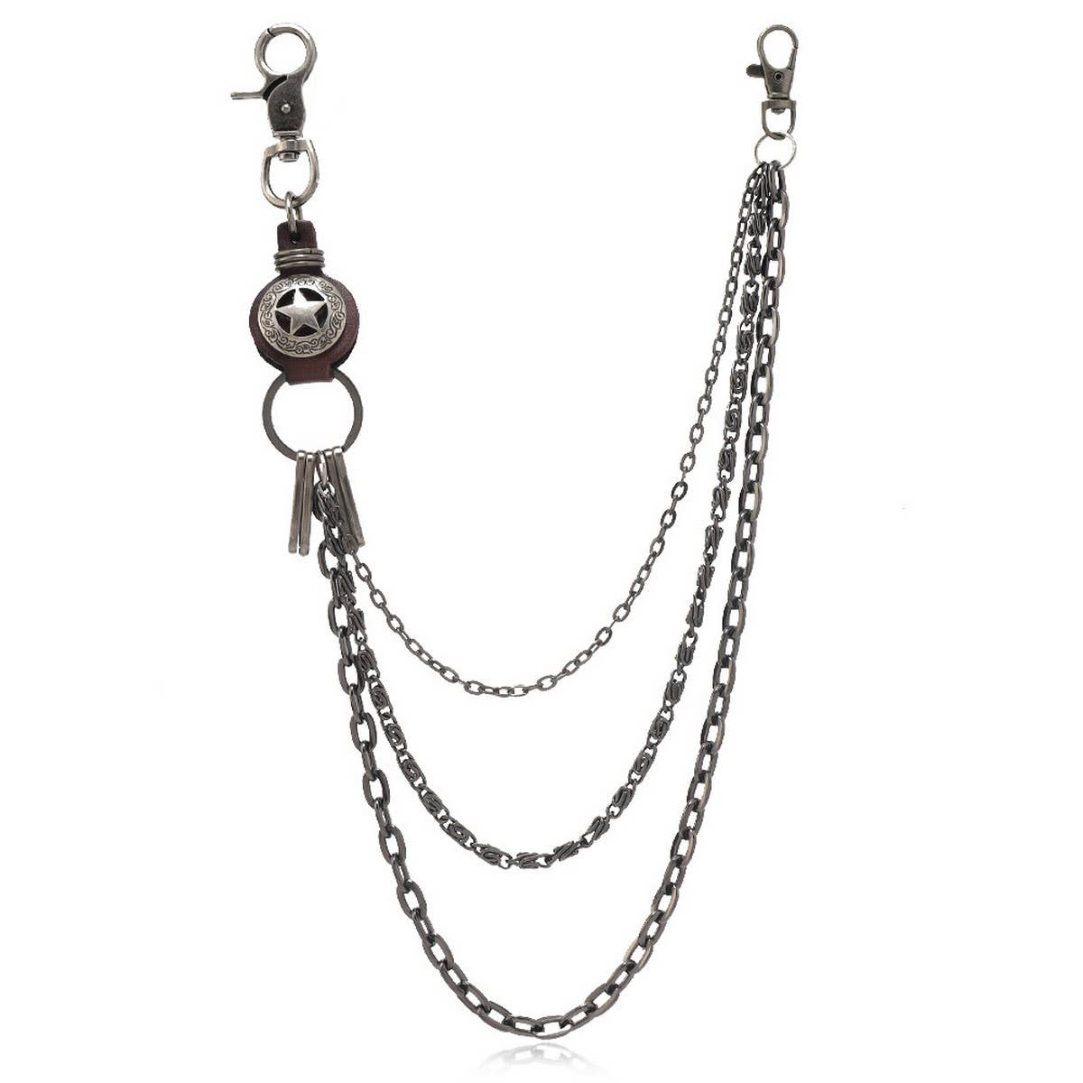 Vintage Five-Pointed Star Leather Pants Chain_Cwmm4830