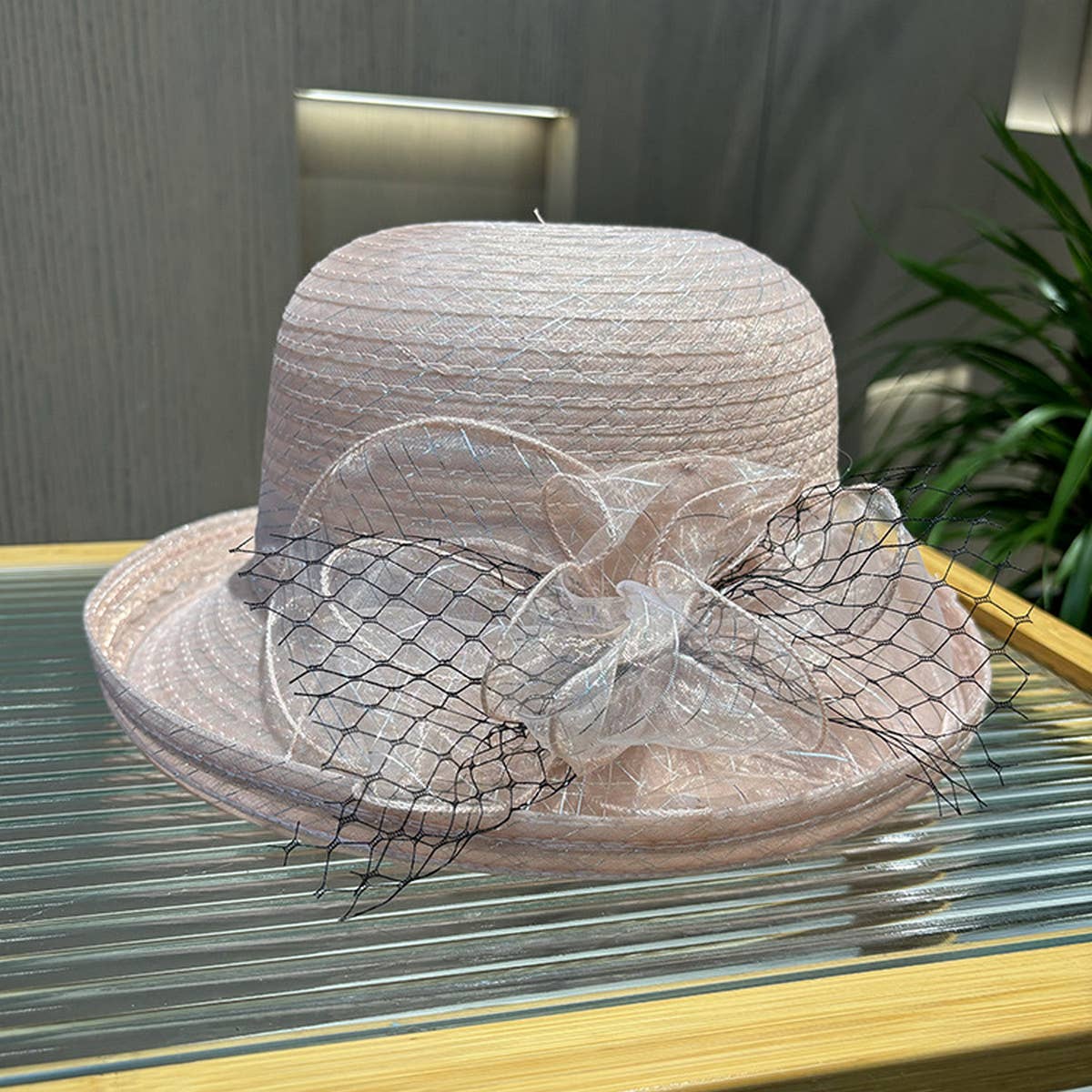 FASHIONABLE CURLED MESH FLOWER BUCKET HAT_CWAH1211