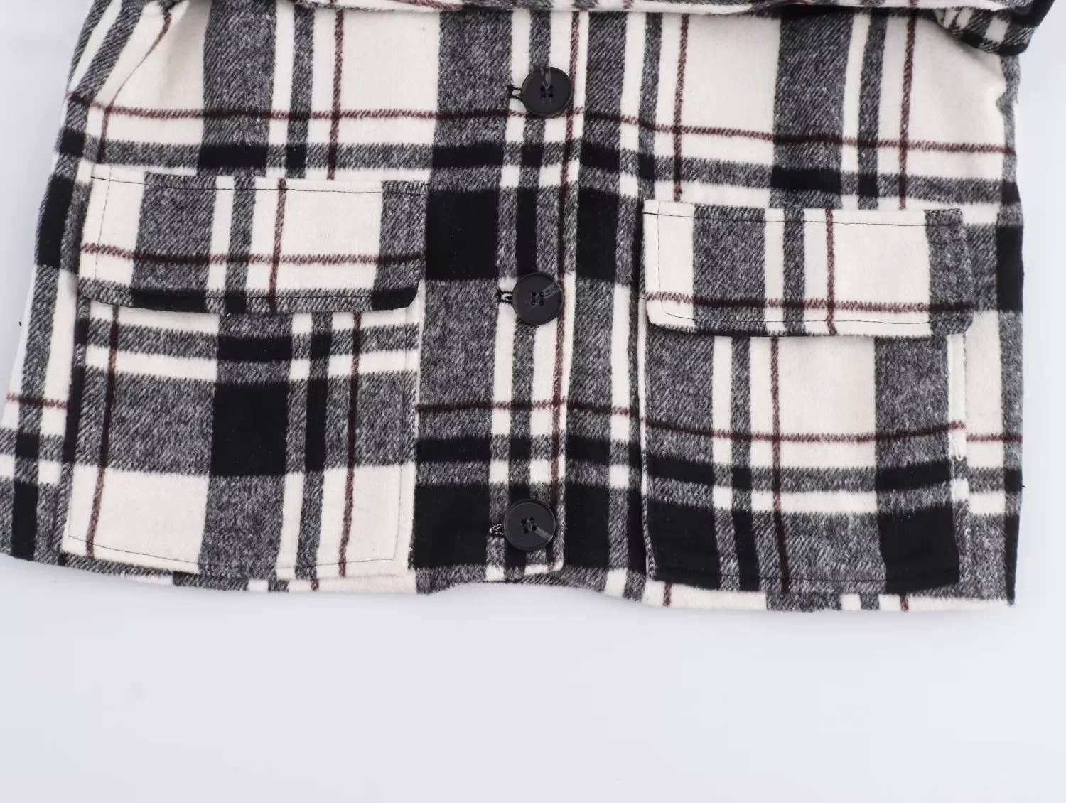 Vintage Baggy Lapel Long-Sleeved Plaid Jacket