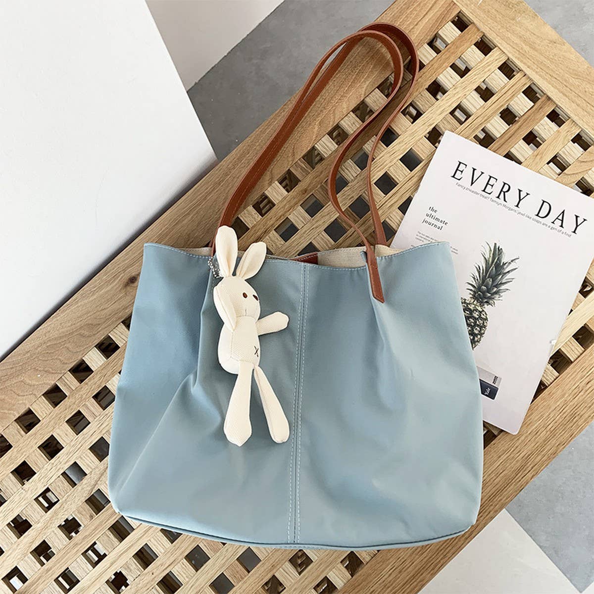 LITERARY SIMPLE SOLID COLOR SHOPPING CANVASBAG_CWAB2124