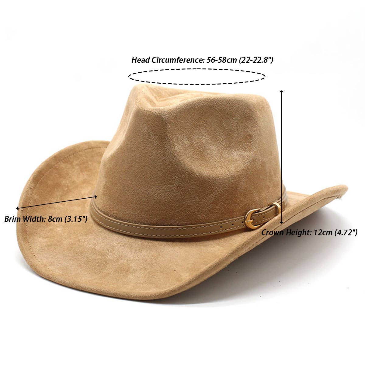 NEW ETHNIC FAUX SUEDE HAT BELT WESTERN COWBOY HAT_CWAH2514