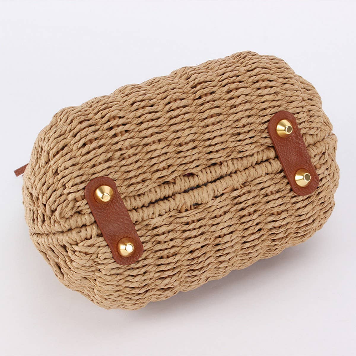 NEW RATTAN SMALL FRESH SOLID COLOR HAND WOVEN BAG_CWAB4697