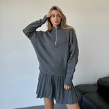 Two-Piece Knitted Sweater And Short Skirt Set