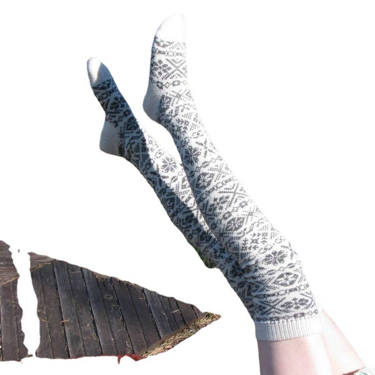 Women'S Christmas Snowflake Knee-High Socks_Cwms0853