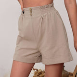Stylish Solid Color Cotton And Linen Shorts
