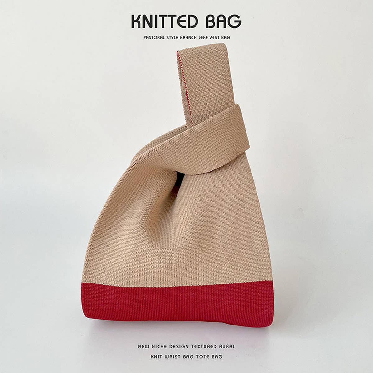 SIMPLE AND VERSATILE COLOR BLOCK KNITTED HANDBAG_CWAB1509