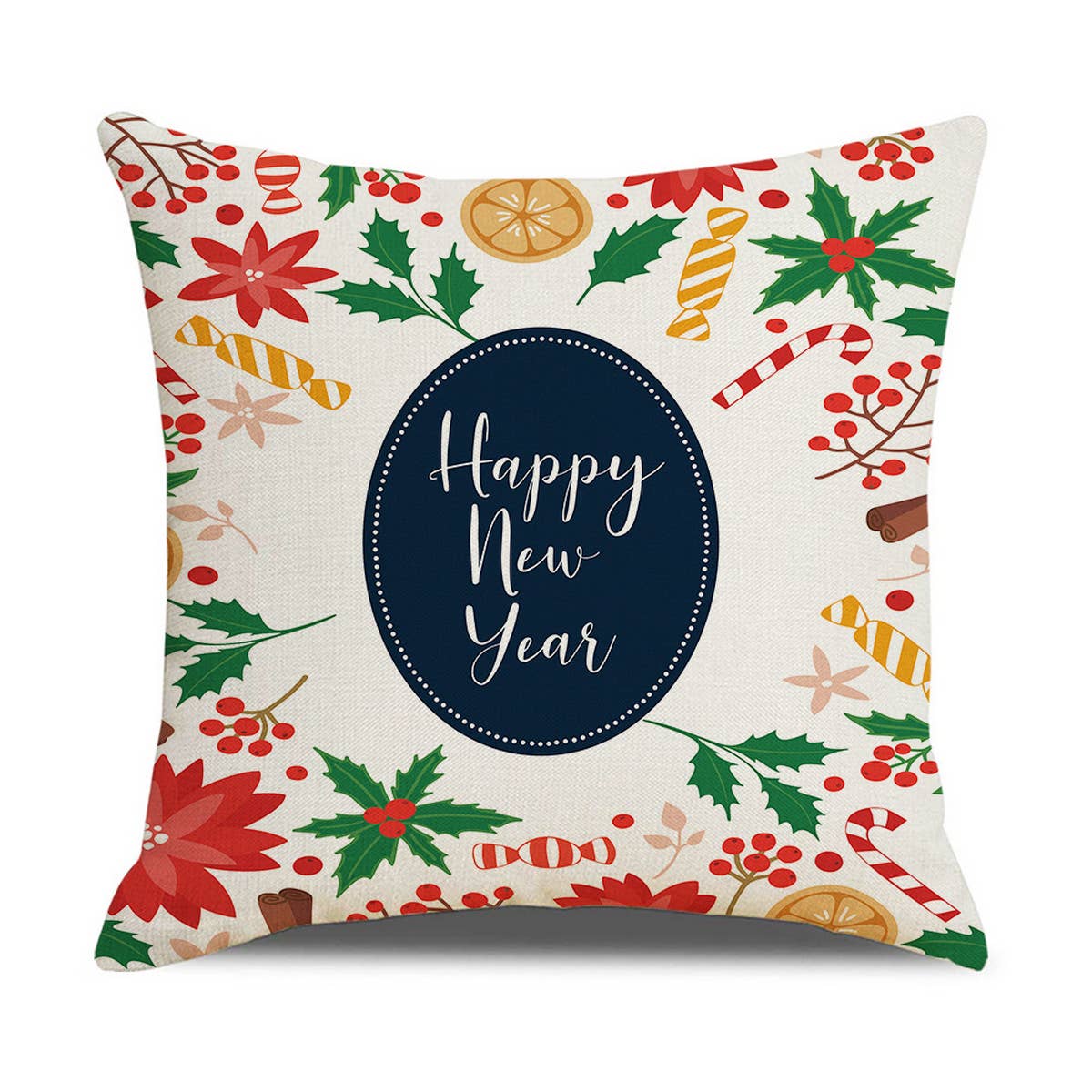 CHRISTMAS FESTIVE FLOWERS AND LEAVES PILLOWCASE_CWMM1393