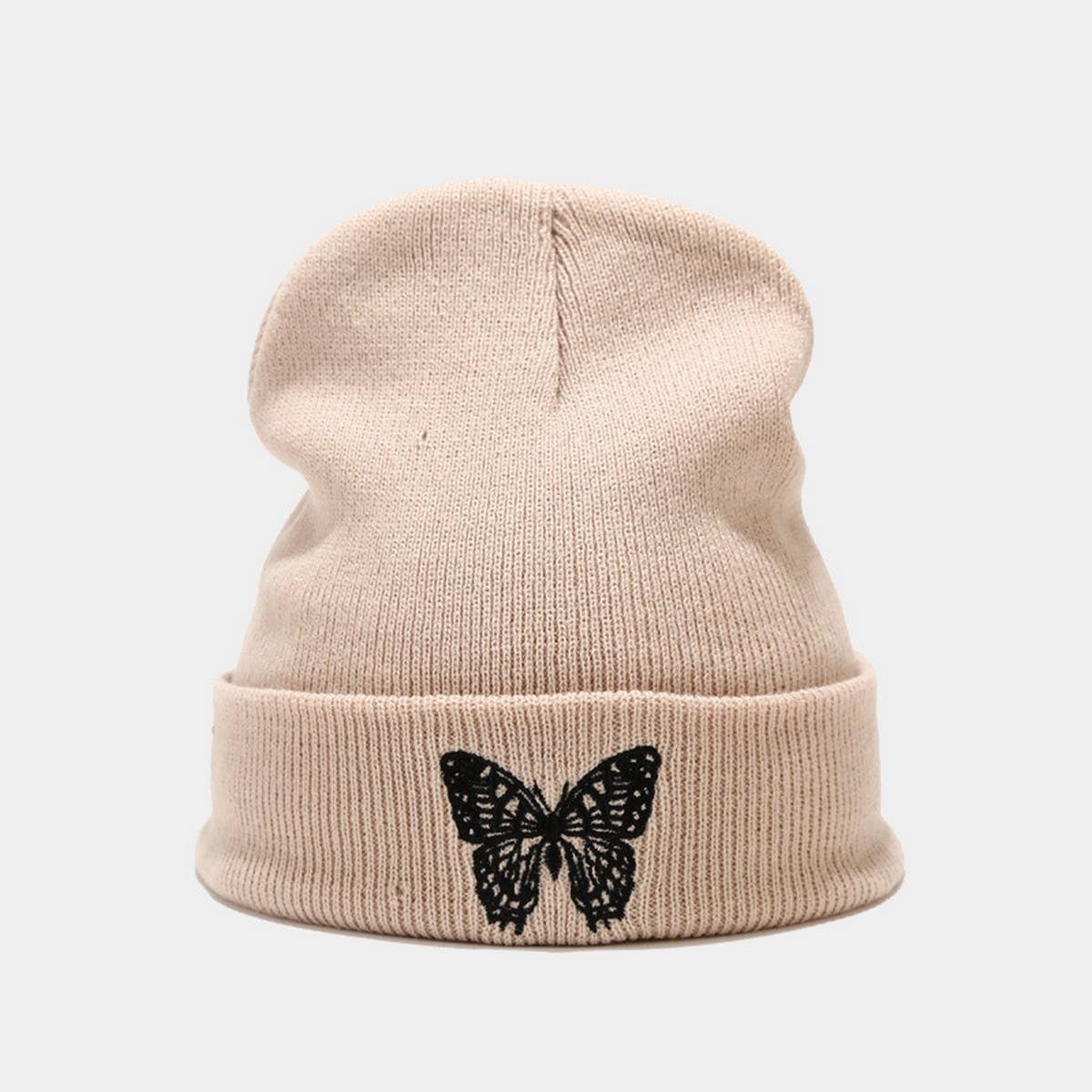 BUTTERFLY EMBROIDERY ALL MATCH WARM KNITTED HAT_CWAH2132