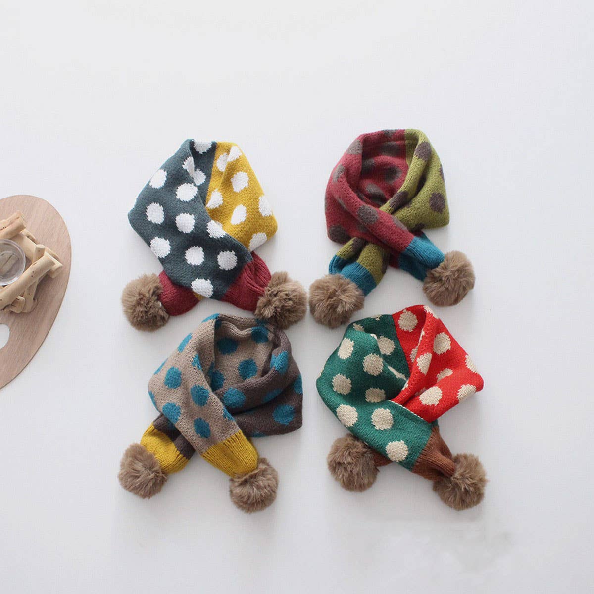 COLORFUL POLKA DOT KNITTED SCARF KIDS NECK SCARF_CWASC2099
