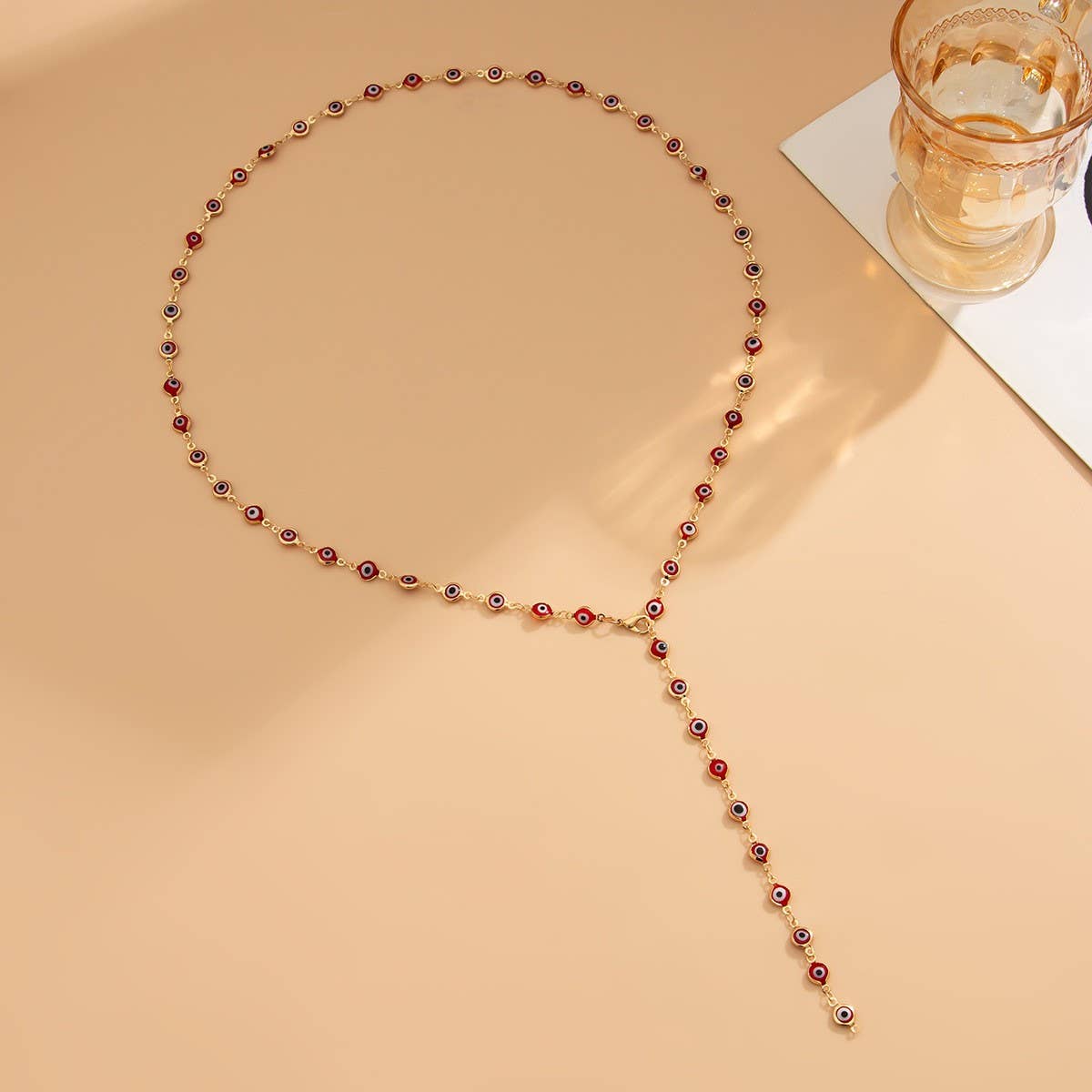 FASHIONABLE COLORFUL CRYSTAL Y SHAPED NECKLACE_CWMM3148