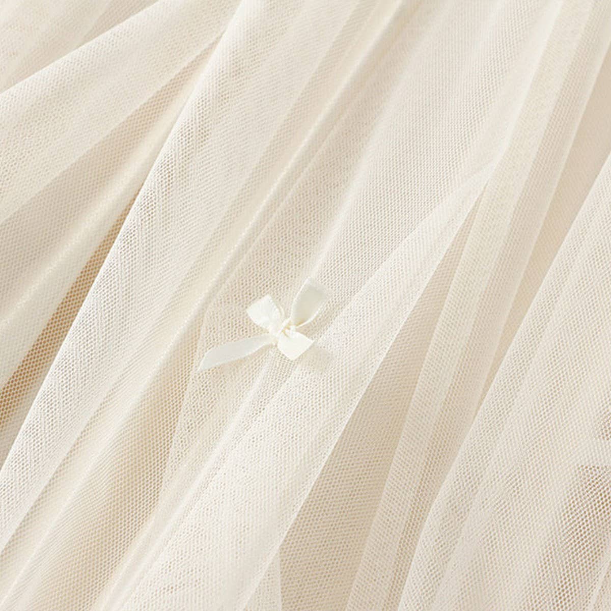 BOWKNOT MESH SKIRT SMALL CLEAR SWEET A LINE SKIRT_CWBMS0304