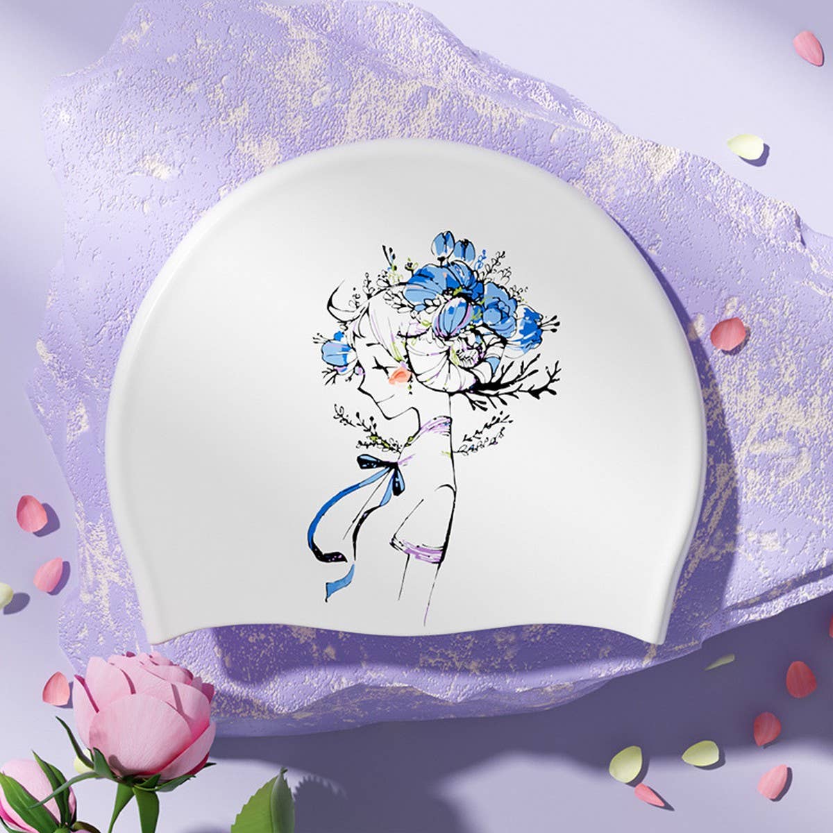 Womens Silicone Waterproof Large Swim Cap_Cwmm6715