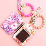 FLORAL PU WALLET WITH BEAD BRACELET CARD HOLDER_CWAB4955