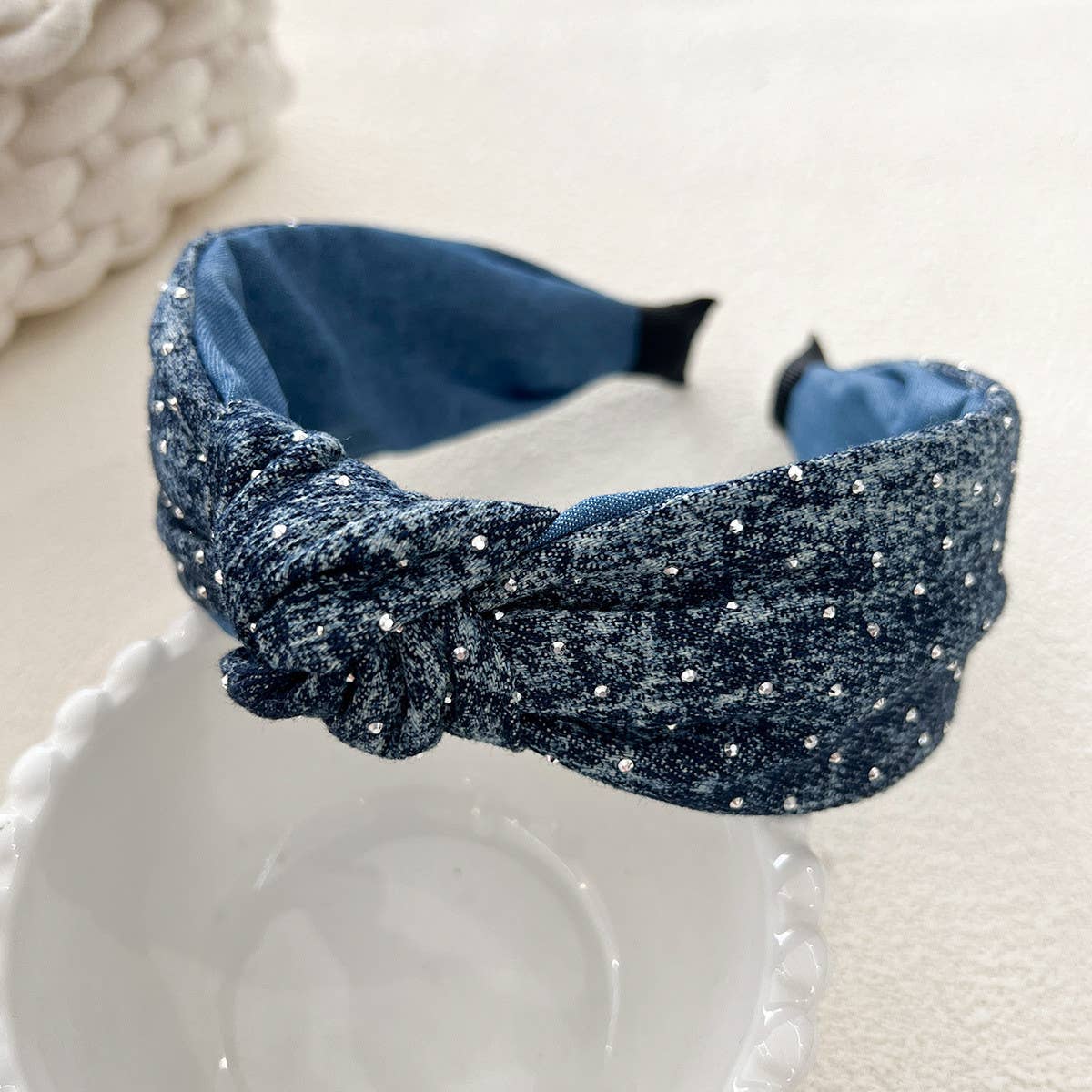 DENIM STARRY PUFF HEADBAND WITH VOLUME SPONGE_CWAHA2832
