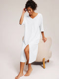 V-Neck Half Sleeve Simple Casual Nightdress
