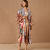 PEACOCK PRINT RESORT SUN PROTECTION BEACH CARDIGAN_CWMM6305