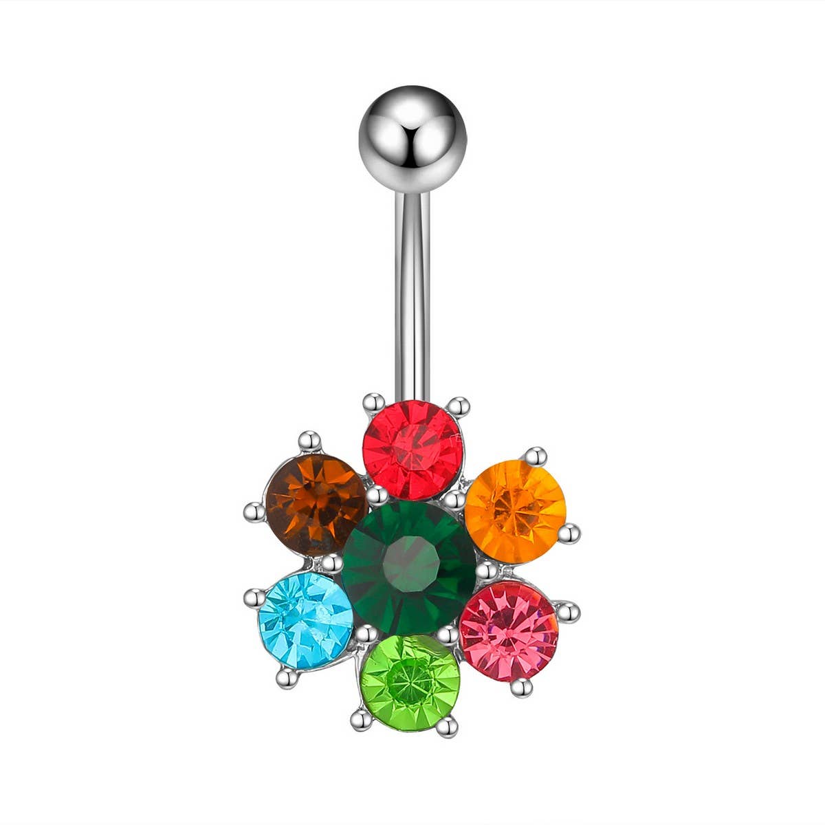DELICATE COLORFUL FLOWER BELLY RING HOT SALE_CWMM9315