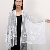 Sexy Flower Hollow Long Beard Triangle Scarf Shawl_Cwmm1999