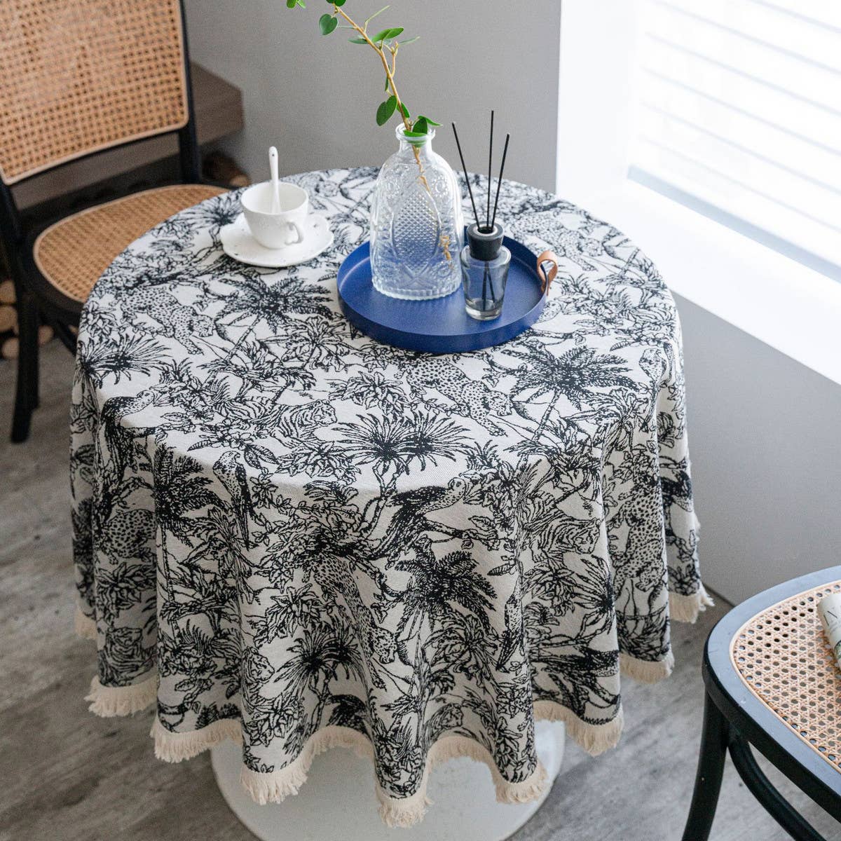 ROUND JACQUARD SUNFLOWER TABLECLOTH_CWMM0950