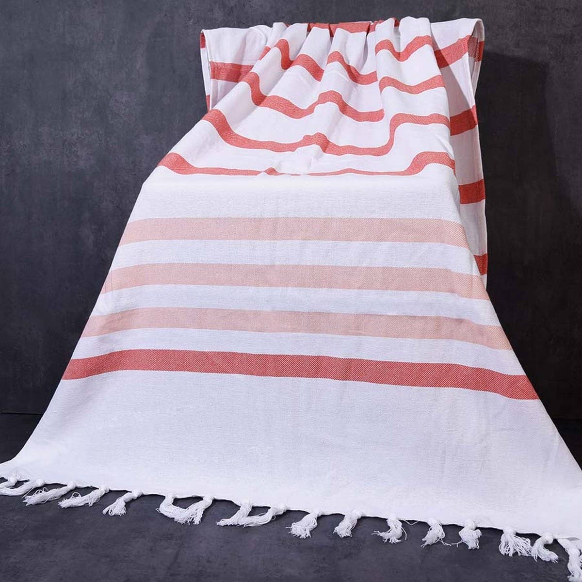 STRIPED TASSEL TOWEL SHAWL TURKISH BEACH WRAP_CWMM7668