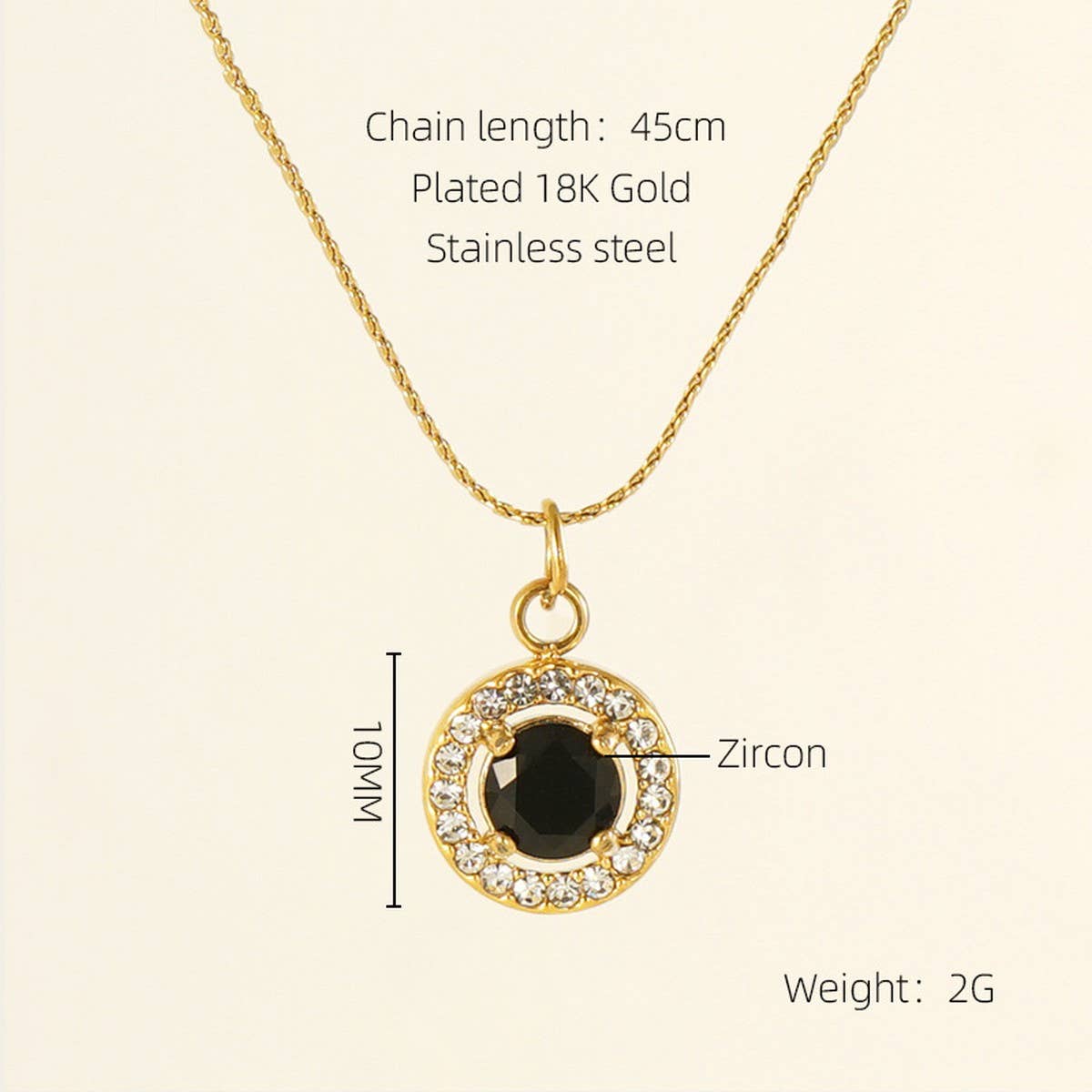 STAINLESS STEEL ZIRCON HEART PENDANT NECKLACE_CWAJE0682