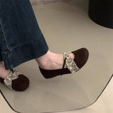 Vintage Flat Mary Jane Shoes Suede Low Cut