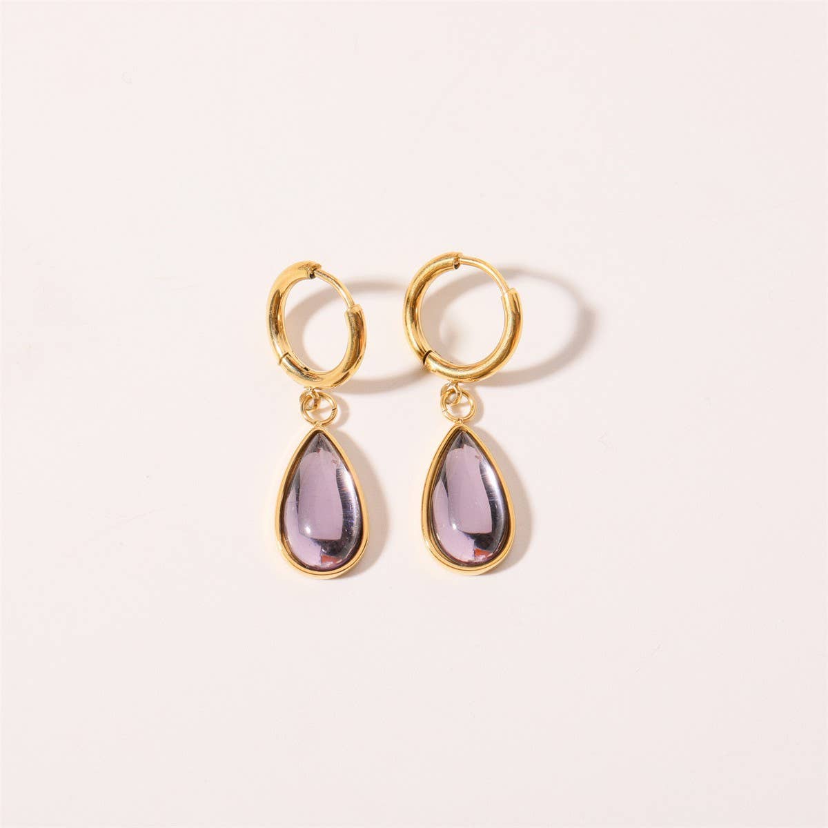 TEARDROP BIRTHSTONE EARRINGS GOLD STAINLESS_CWAJE5032