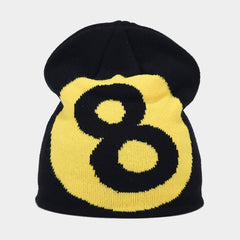 SIMPLE BLACK SIZE 8 JACQUARD KNITTED HAT_CWAH1598