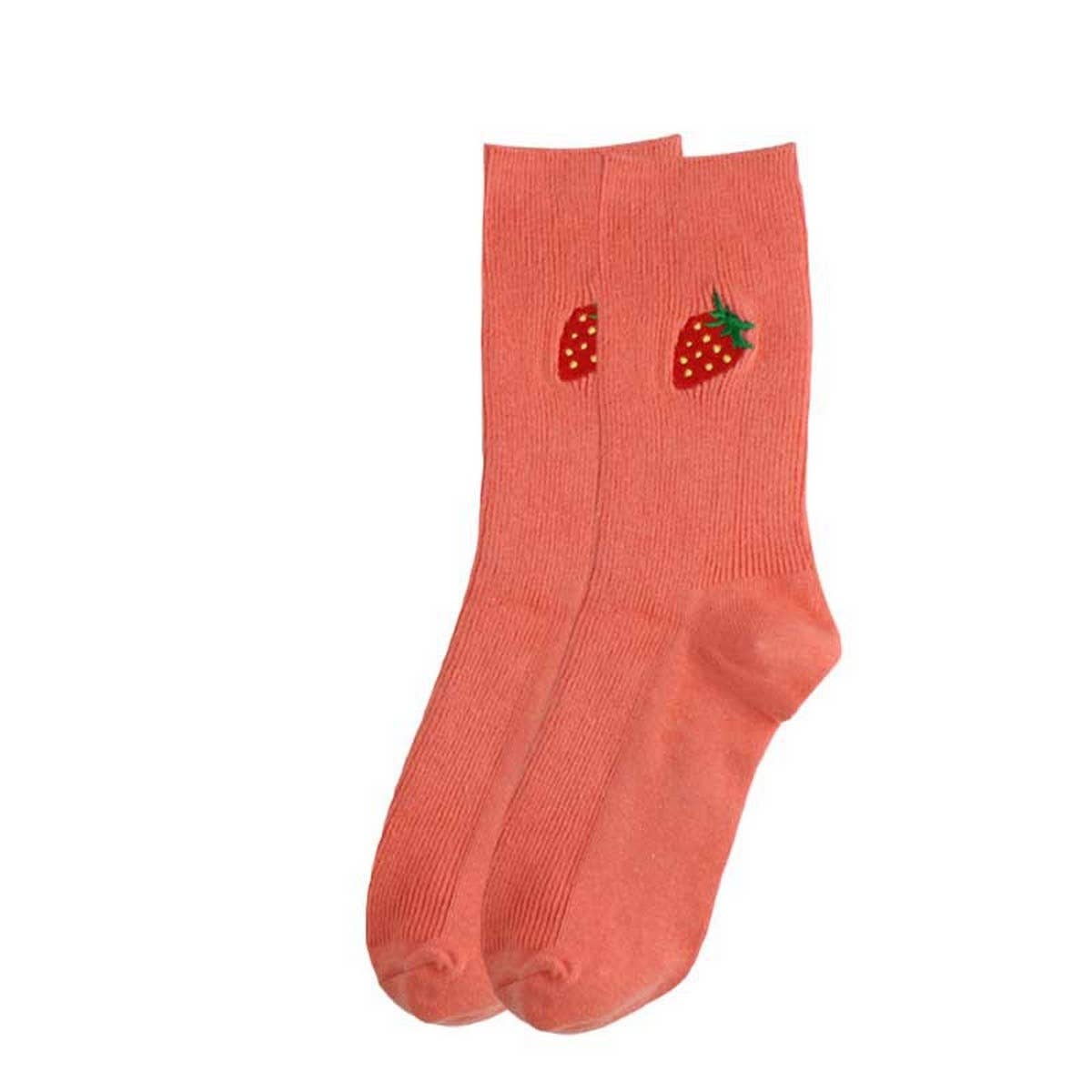FRUIT EMBROIDERY PATTERN STOCKINGS CREW SOCKS_CWAH1116