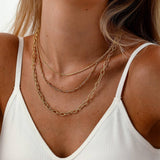 BRAIDED HOOP CLASP THREE LAYER NECKLACE_CWMM3679