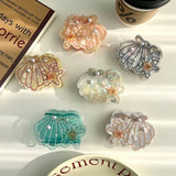OCEAN SHELL STARFISH HAIR CLAW PEARL SHARK CLIP_CWAHA5898