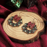FASHION CHRISTMAS WREATH BUTTERFLY ALLOY EARRINGS_CWMM2629