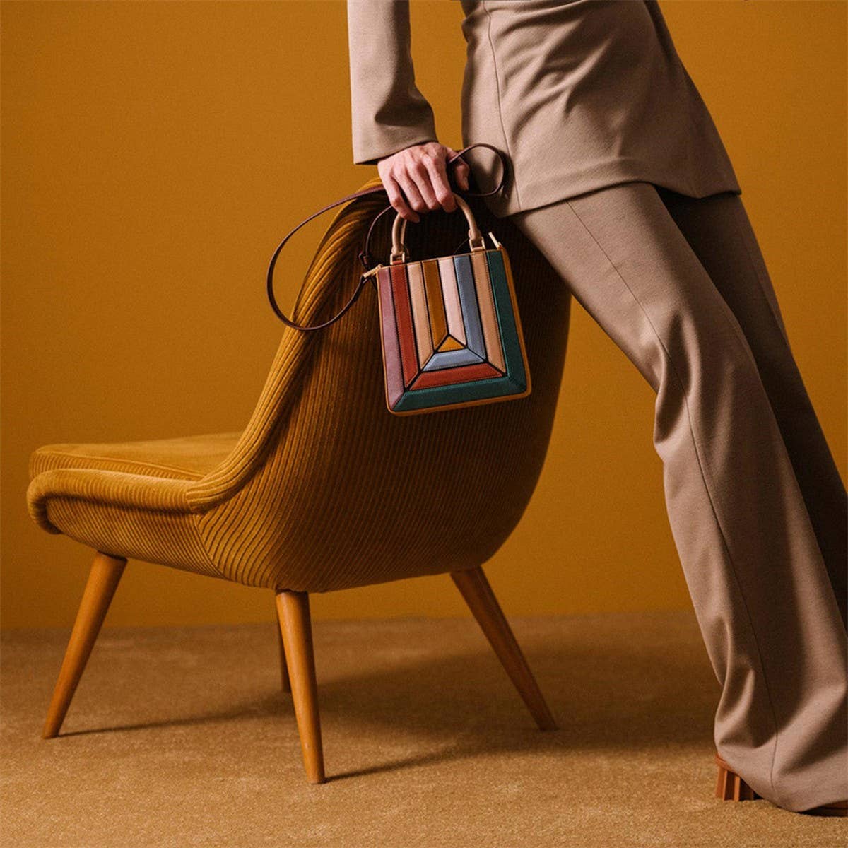 SPLICED RAINBOW SHOULDER BAG HANDBAG_CWAB1382