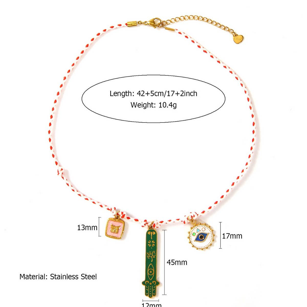 KNOTTED COTTON ROPE NECKLACE WITH FATIMA PENDANT_CWMM8855