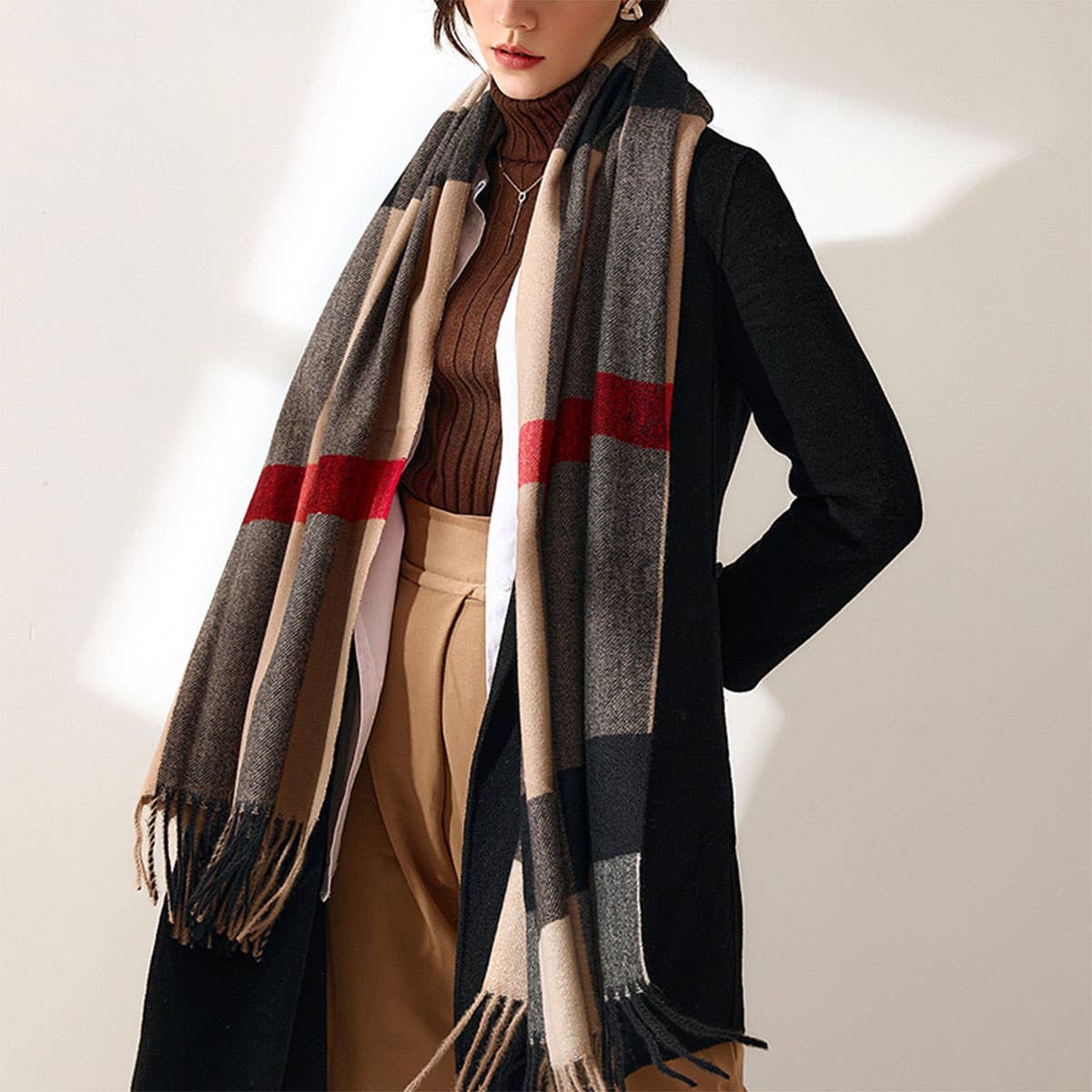 2025 FASHION PLAID TASSEL SCARF WINTER WARMTH_CWASC0185