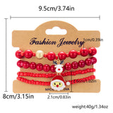 Cwaje2509_Christmas Snowflake Bell Elastic Beaded Bracelet