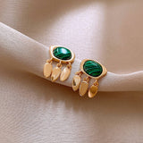 PEACOCK GREEN WATER DROP TASSEL EARRINGS_CWASC1337