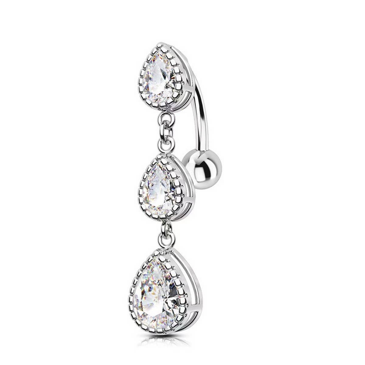 Teardrop Zircon Belly Button Ring For Women_Cwmm9455
