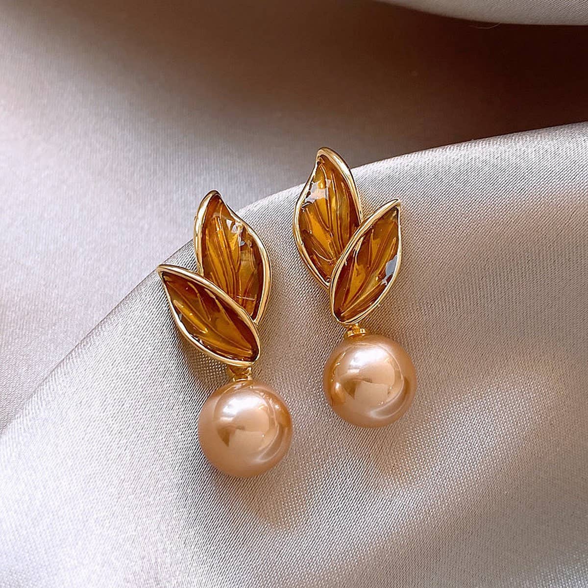 LEAF PEARL SIMPLE FASHION EARRINGS_CWAJE2476