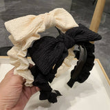 SIMPLE RETRO TOOTHED PLEATED BOW HEADBAND_CWAHA0774
