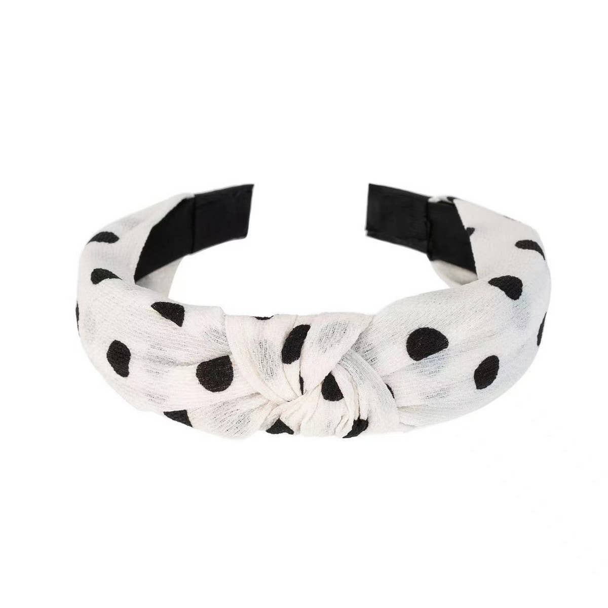 BLACK PRINTED BOW HEADBAND_CWAHA1681