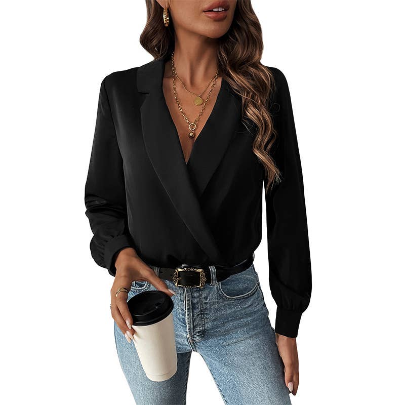 V-Neck Solid Color Long Sleeve Sexy Jumpsuit