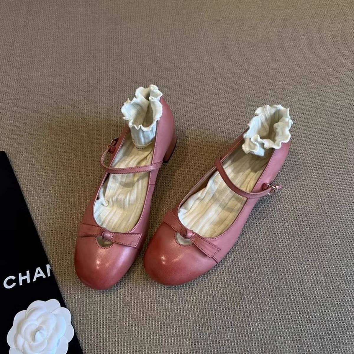 Vintage Leather Mary Janes With Bow Strap