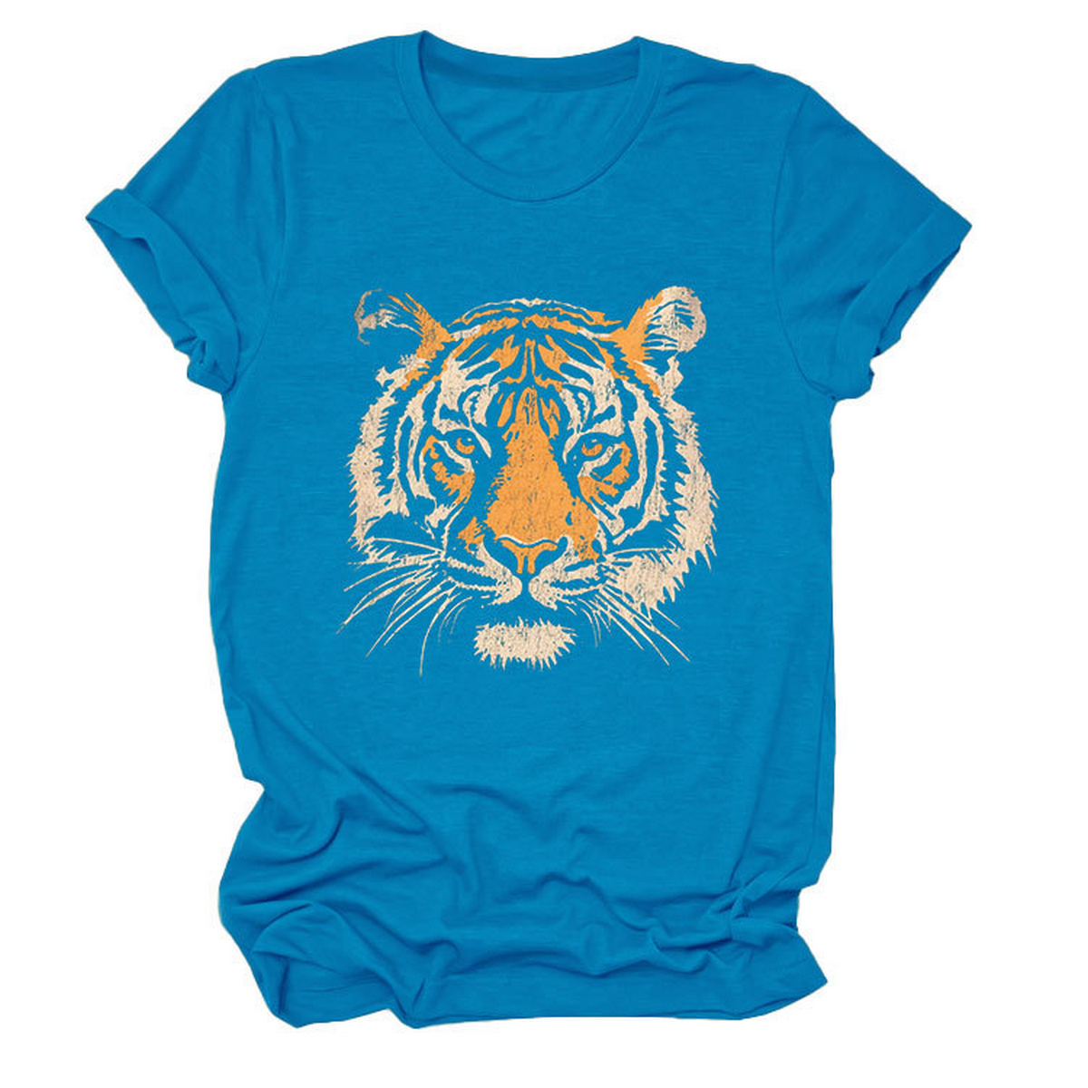 Women Summer Tee With Stylish Tiger Print_Cwttsl0494