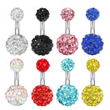 CLAY BALL BELLY RING CZ STAINLESS STEEL PIERCING_CWMM9193